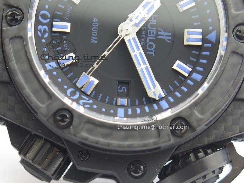 King Power 48mm OceanGraphic 4000 Carbon V6F 1:1 Black Dial Blue Gummy Strap A TopPick 6951