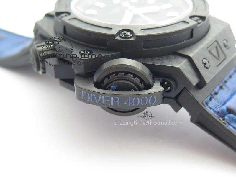 King Power 48mm OceanGraphic 4000 Carbon V6F 1:1 Black Dial Blue Gummy Strap A TopPick 6951