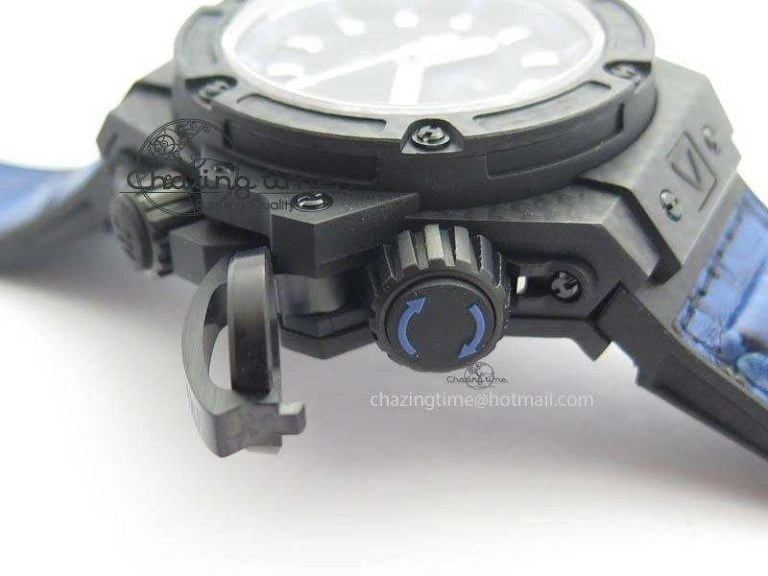 King Power 48mm OceanGraphic 4000 Carbon V6F 1:1 Black Dial Blue Gummy Strap A TopPick 6951