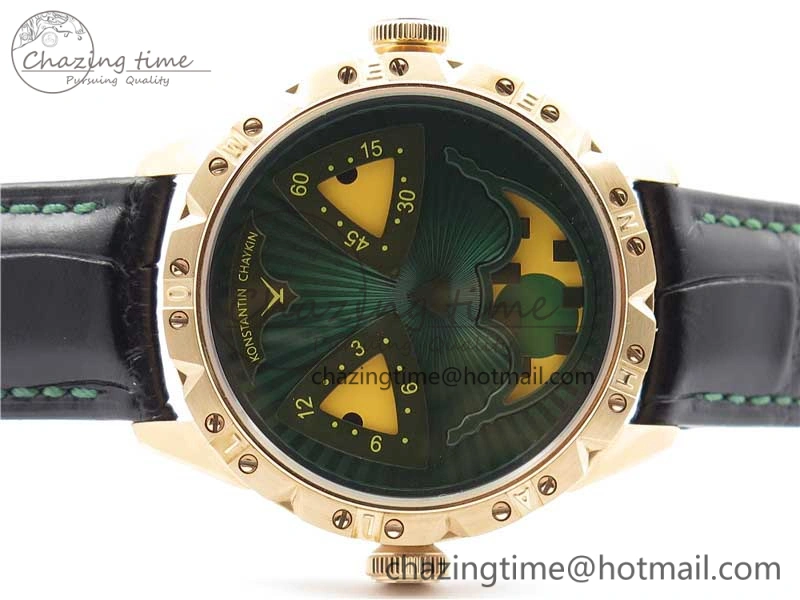 Konstantin Chaykin Joker RG TWF Best Edition Green Pumpkin Dial on Black Leather Strap NH35A Lightweight 7517