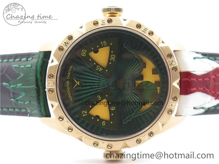 Minimalist Konstantin Chaykin Joker RG TWF Best Edition Green Pumpkin Dial on Black Tie Leather Strap NH35A 7516