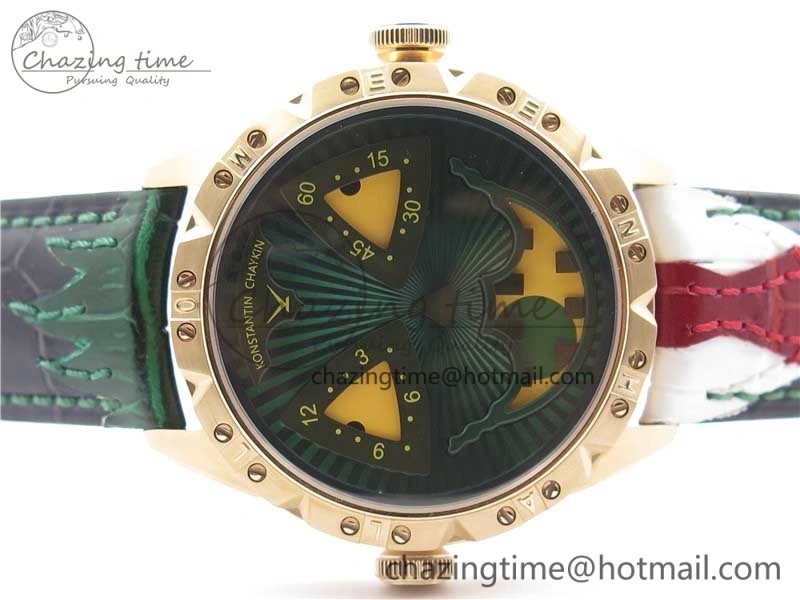 Minimalist Konstantin Chaykin Joker RG TWF Best Edition Green Pumpkin Dial on Black Tie Leather Strap NH35A 7516