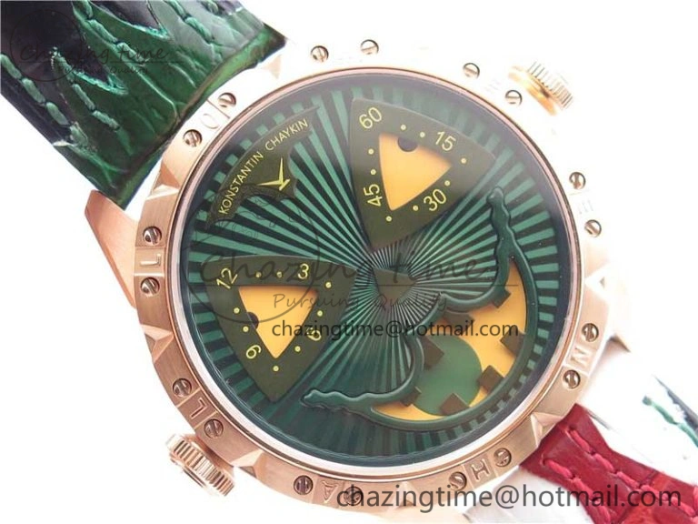 Minimalist Konstantin Chaykin Joker RG TWF Best Edition Green Pumpkin Dial on Black Tie Leather Strap NH35A 7516
