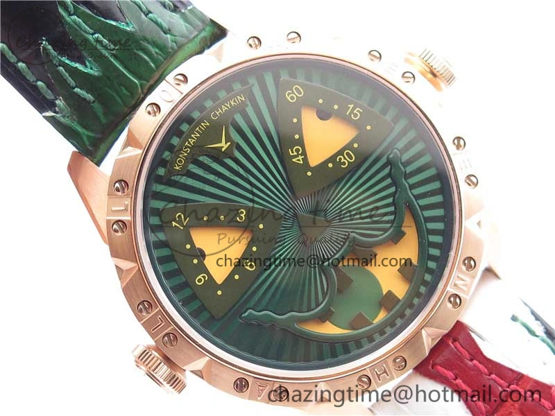 Minimalist Konstantin Chaykin Joker RG TWF Best Edition Green Pumpkin Dial on Black Tie Leather Strap NH35A 7516