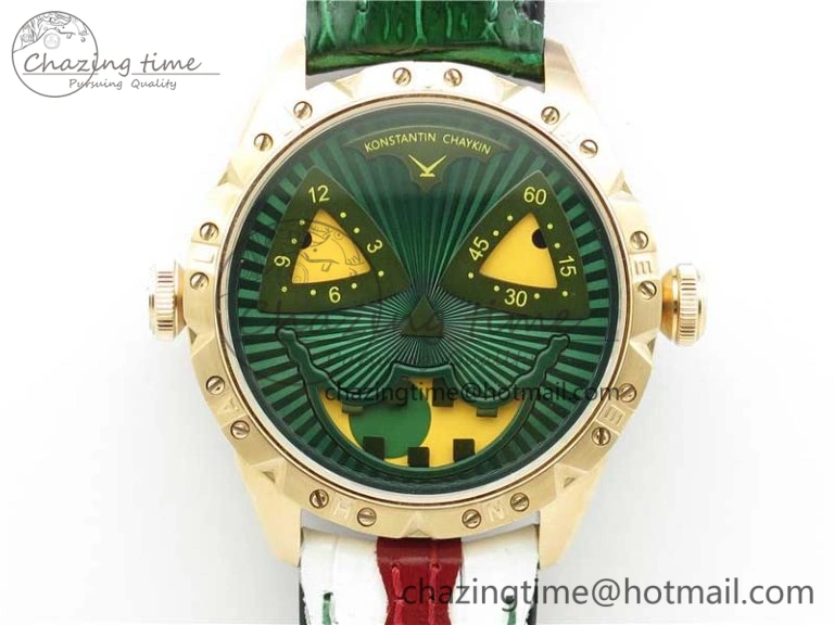Minimalist Konstantin Chaykin Joker RG TWF Best Edition Green Pumpkin Dial on Black Tie Leather Strap NH35A 7516