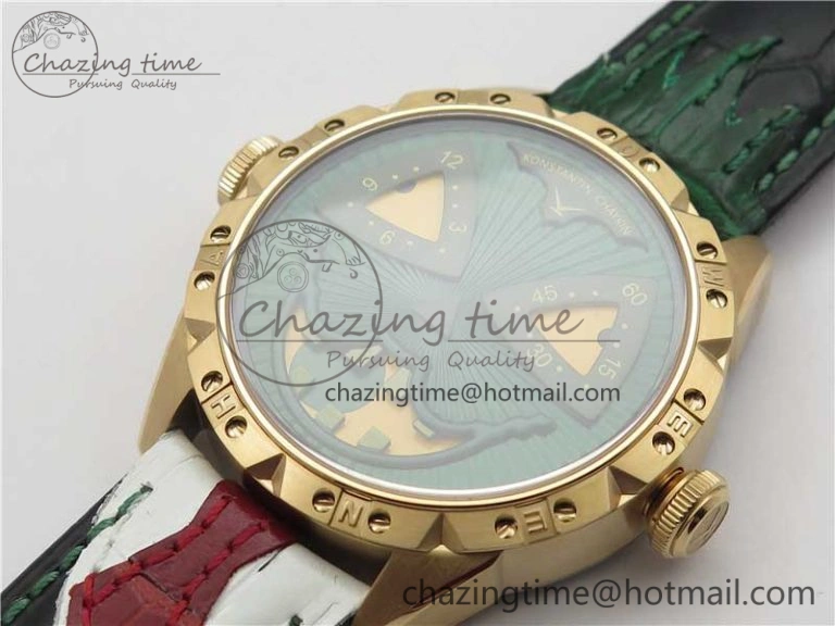 Minimalist Konstantin Chaykin Joker RG TWF Best Edition Green Pumpkin Dial on Black Tie Leather Strap NH35A 7516