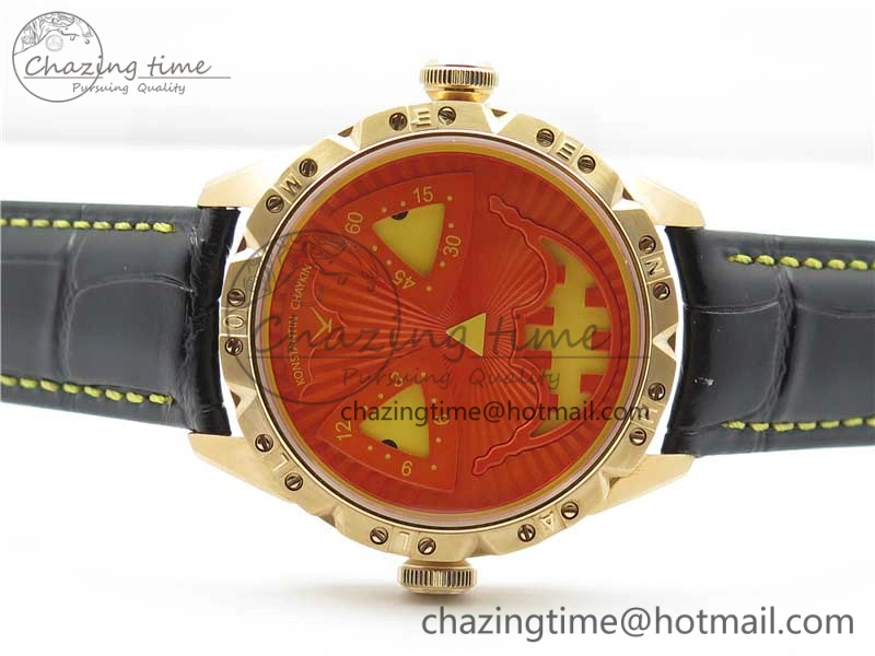 Breathable Konstantin Chaykin Joker RG TWF Best Edition Orange Pumpkin Dial on Black Leather Strap NH35A 7519