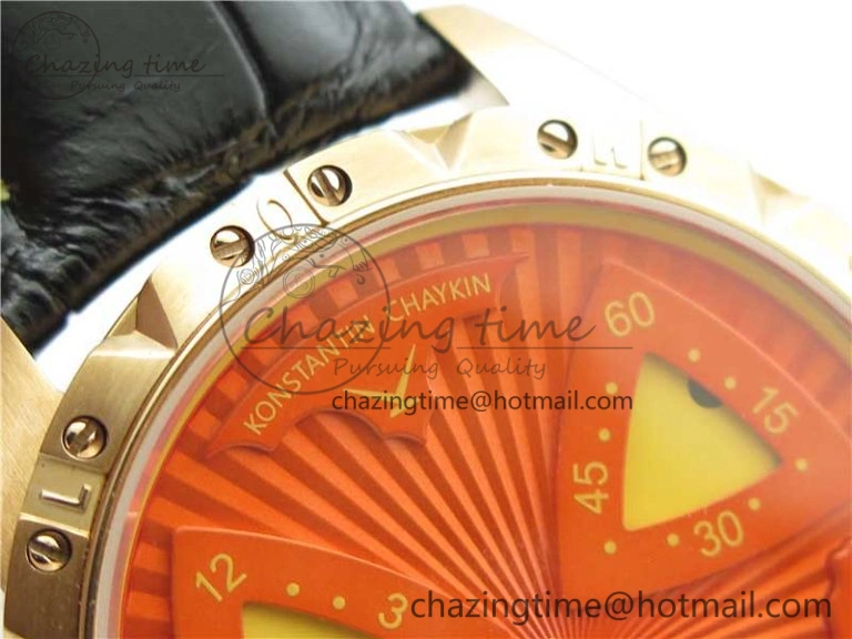 Breathable Konstantin Chaykin Joker RG TWF Best Edition Orange Pumpkin Dial on Black Leather Strap NH35A 7519