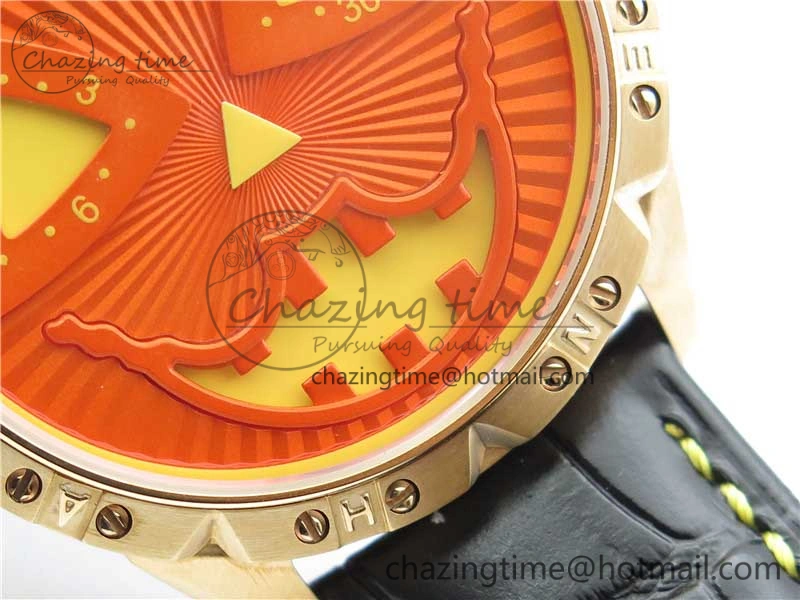 Breathable Konstantin Chaykin Joker RG TWF Best Edition Orange Pumpkin Dial on Black Leather Strap NH35A 7519