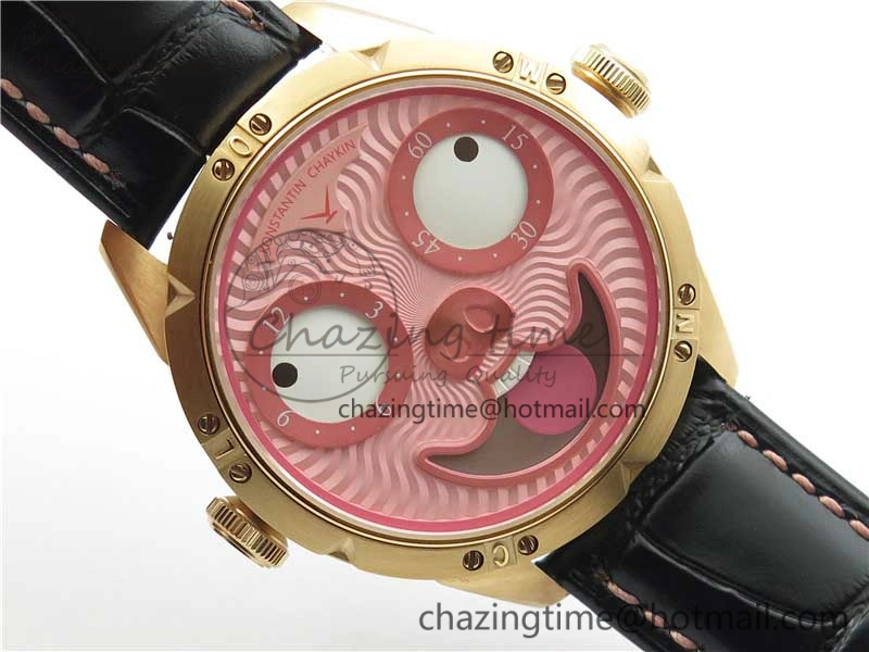 Konstantin Chaykin Joker RG TWF Best Edition Pink Pig Dial on Black Leather Strap NH35A Modern 7518