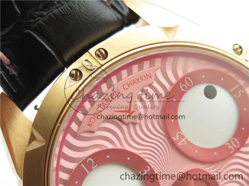 Konstantin Chaykin Joker RG TWF Best Edition Pink Pig Dial on Black Leather Strap NH35A Modern 7518