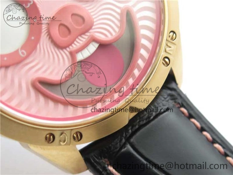 Konstantin Chaykin Joker RG TWF Best Edition Pink Pig Dial on Black Leather Strap NH35A Modern 7518