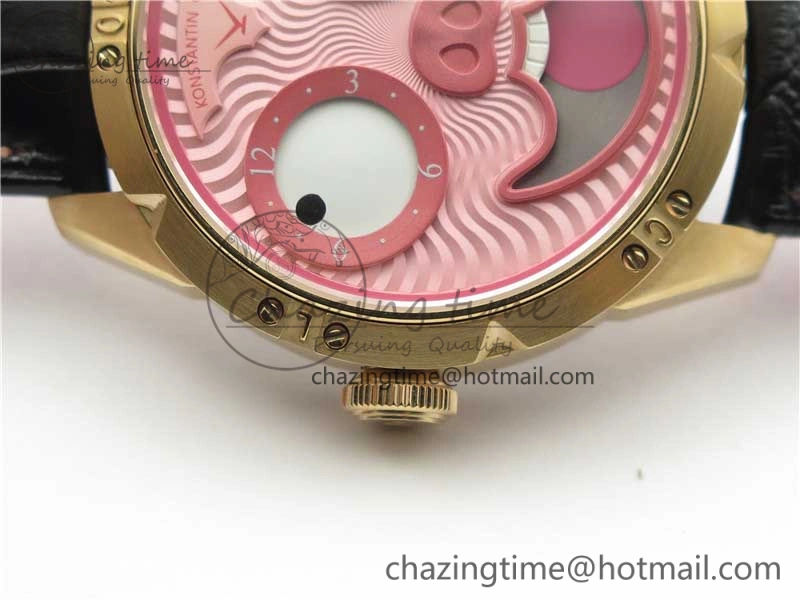 Konstantin Chaykin Joker RG TWF Best Edition Pink Pig Dial on Black Leather Strap NH35A Modern 7518