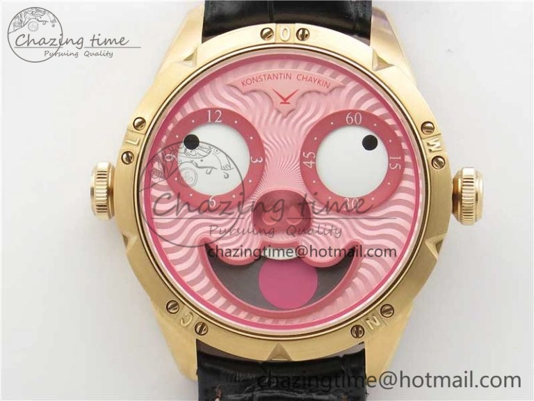 Konstantin Chaykin Joker RG TWF Best Edition Pink Pig Dial on Black Leather Strap NH35A Modern 7518
