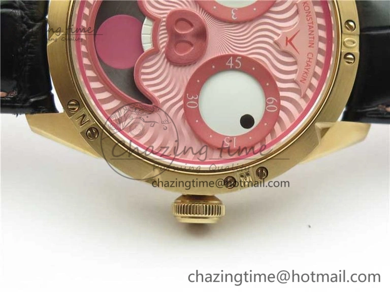 Konstantin Chaykin Joker RG TWF Best Edition Pink Pig Dial on Black Leather Strap NH35A Modern 7518