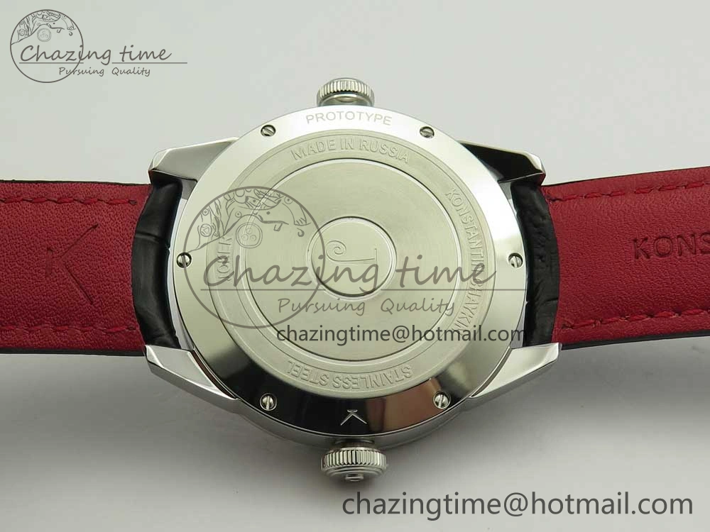 Contemporary Konstantin Chaykin Joker SS Joker Dial Red Inner Bezel on Black Leather Strap NH35A 7526