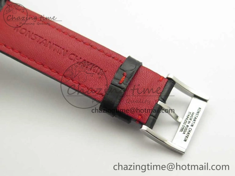 Contemporary Konstantin Chaykin Joker SS Joker Dial Red Inner Bezel on Black Leather Strap NH35A 7526