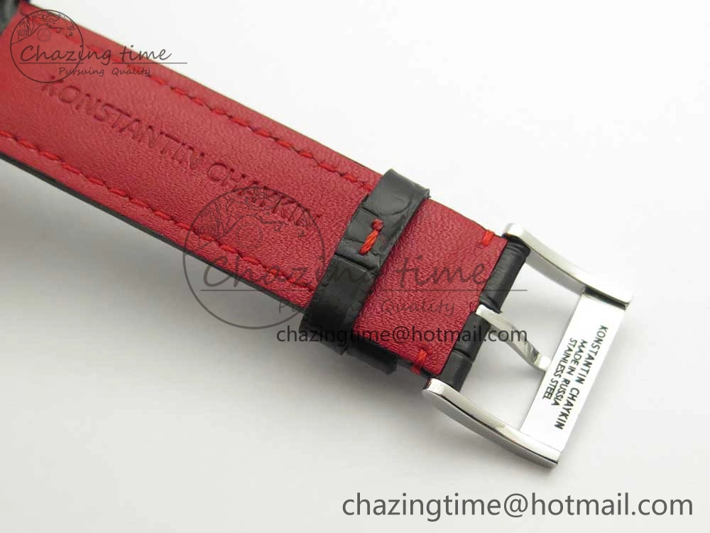 Contemporary Konstantin Chaykin Joker SS Joker Dial Red Inner Bezel on Black Leather Strap NH35A 7526