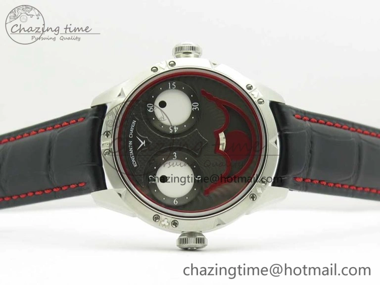 Contemporary Konstantin Chaykin Joker SS Joker Dial Red Inner Bezel on Black Leather Strap NH35A 7526