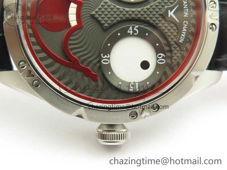 Contemporary Konstantin Chaykin Joker SS Joker Dial Red Inner Bezel on Black Leather Strap NH35A 7526
