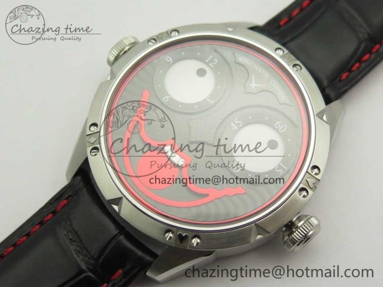 Contemporary Konstantin Chaykin Joker SS Joker Dial Red Inner Bezel on Black Leather Strap NH35A 7526