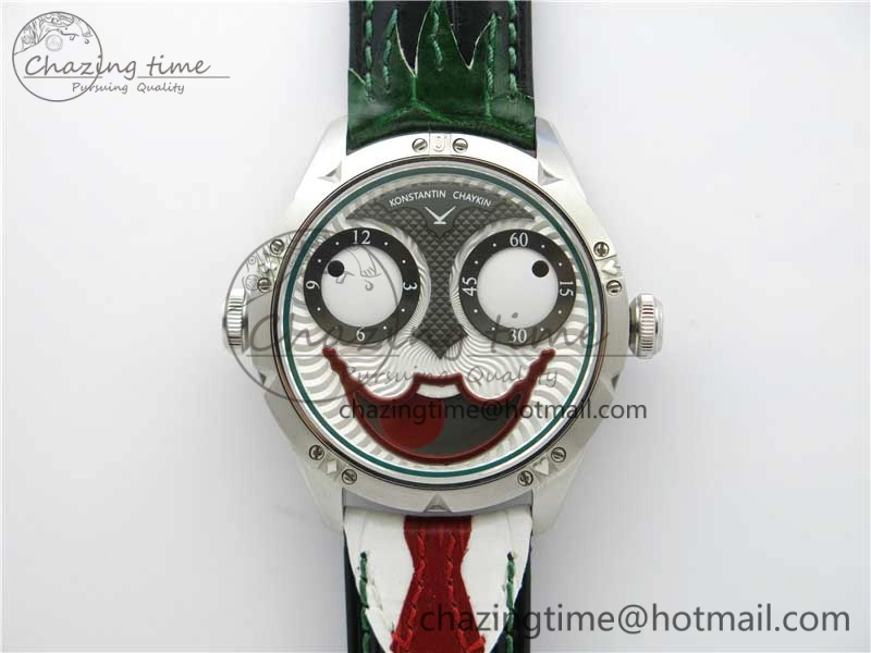 Flexible Konstantin Chaykin Joker SS TWF Best Edition Joker Dial Green Inner Bezel on Leather Strap NH35A V 7521
