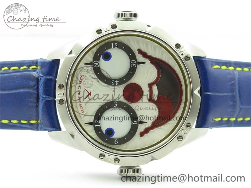 Konstantin Chaykin Joker SS TWF Best Edition White Dial Yellow Inner Bezel on Blue Leather Strap NH35A Compact 7515