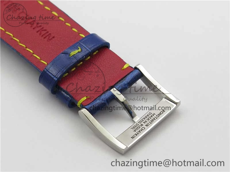 Konstantin Chaykin Joker SS TWF Best Edition White Dial Yellow Inner Bezel on Blue Leather Strap NH35A Compact 7515