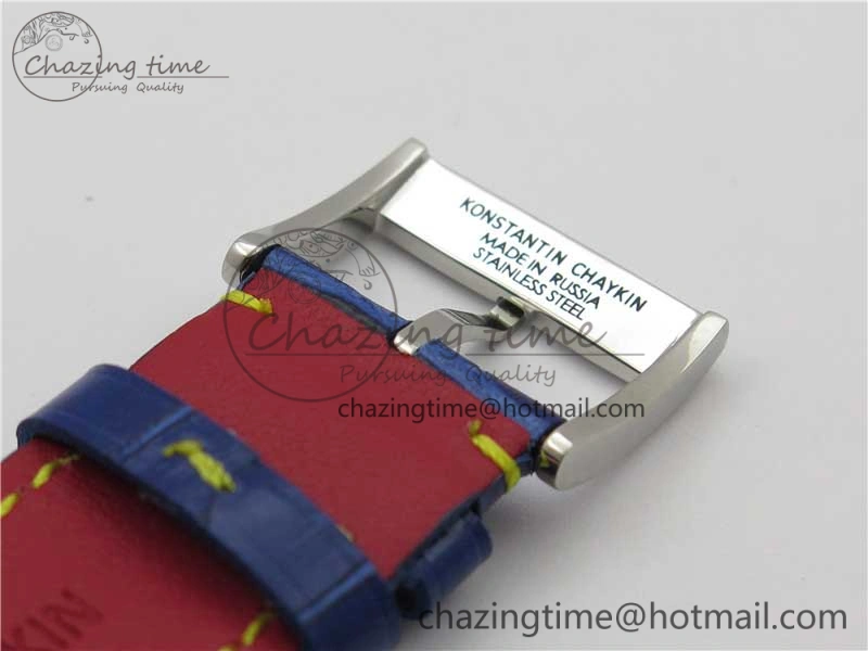 Konstantin Chaykin Joker SS TWF Best Edition White Dial Yellow Inner Bezel on Blue Leather Strap NH35A Compact 7515