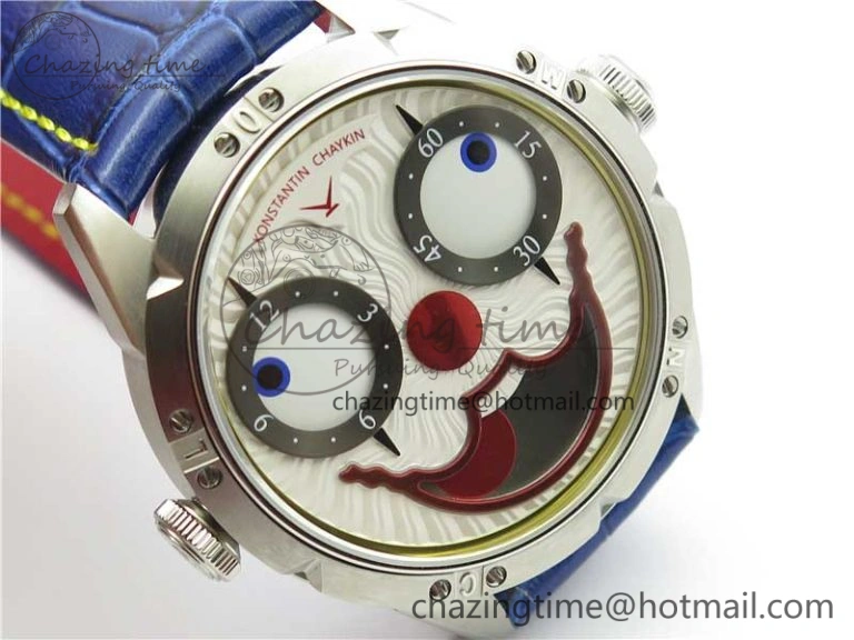 Konstantin Chaykin Joker SS TWF Best Edition White Dial Yellow Inner Bezel on Blue Leather Strap NH35A Compact 7515
