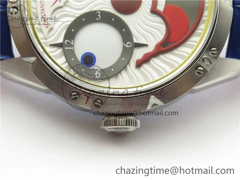 Konstantin Chaykin Joker SS TWF Best Edition White Dial Yellow Inner Bezel on Blue Leather Strap NH35A Compact 7515