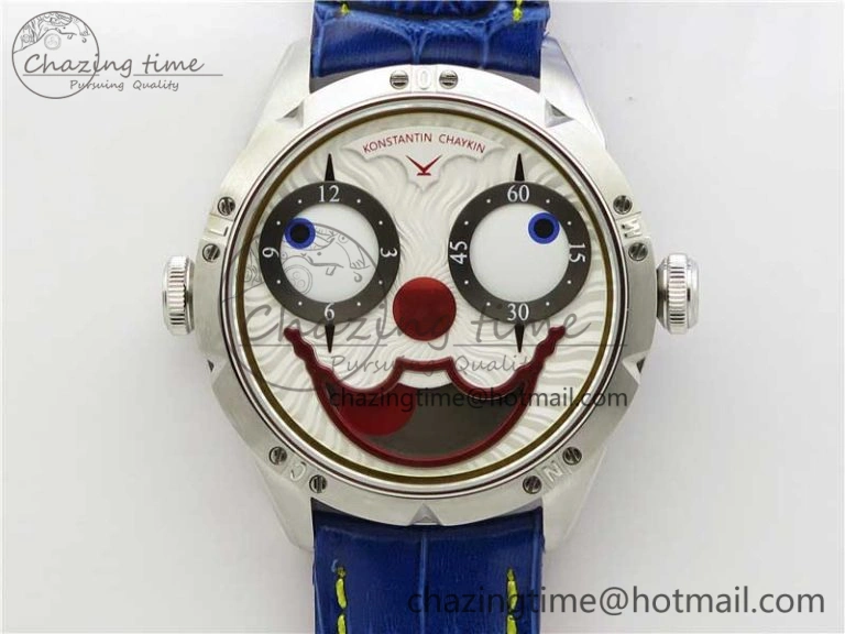 Konstantin Chaykin Joker SS TWF Best Edition White Dial Yellow Inner Bezel on Blue Leather Strap NH35A Compact 7515