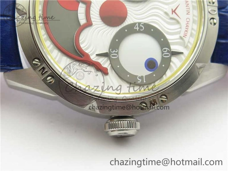 Konstantin Chaykin Joker SS TWF Best Edition White Dial Yellow Inner Bezel on Blue Leather Strap NH35A Compact 7515