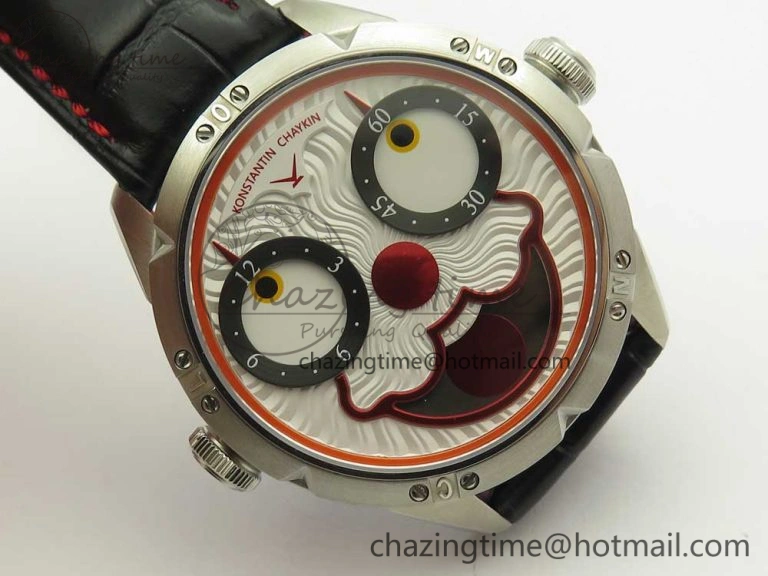 FlexibleFit Konstantin Chaykin Joker SS White Joker Dial on Black Leather Strap NH35A 7527