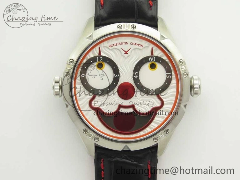 FlexibleFit Konstantin Chaykin Joker SS White Joker Dial on Black Leather Strap NH35A 7527