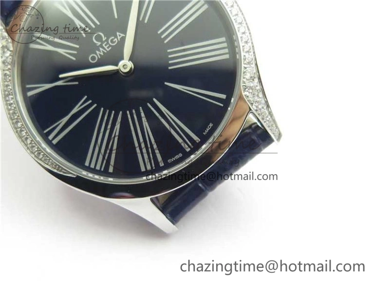 Ladies’ De Ville Trésor Diamond Blue Dial Blue Fabric Watch OXF 1:1 Best Edition Swiss Quartz Efficient 7892
