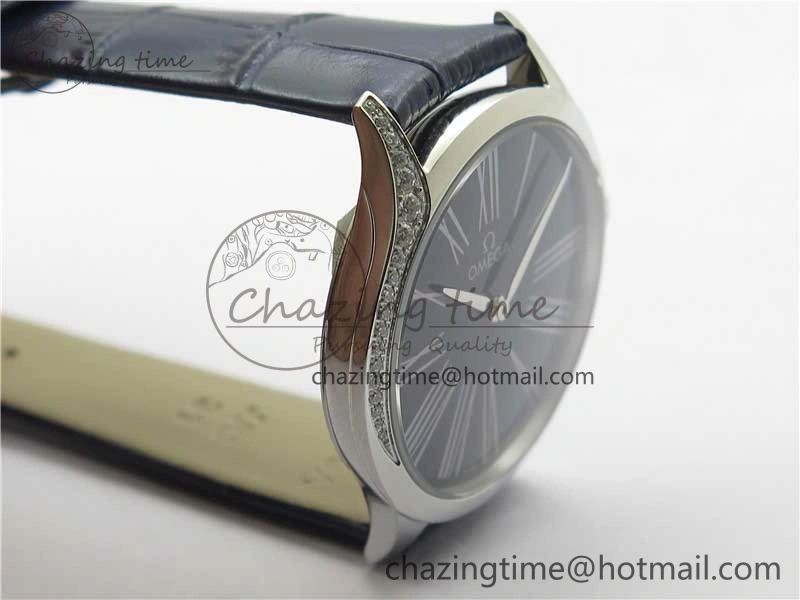 Ladies’ De Ville Trésor Diamond Blue Dial Blue Fabric Watch OXF 1:1 Best Edition Swiss Quartz Efficient 7892