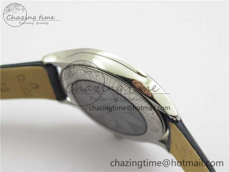 Ladies’ De Ville Trésor Diamond SS 3AF 1:1 Best Edition Black Dial On Black Leather Strap Swiss Quartz ZeroBulk 7881