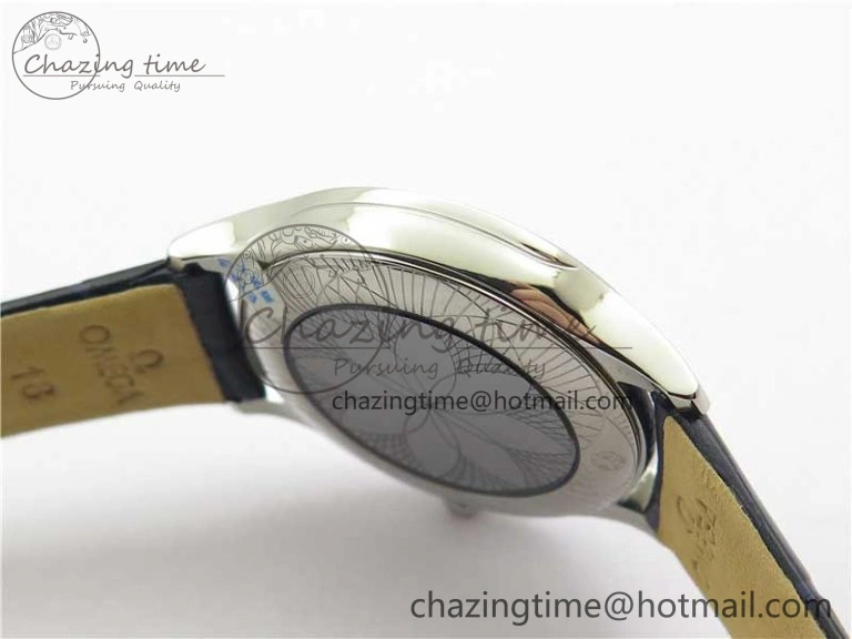 Ladies’ De Ville Trésor Diamond SS 3AF 1:1 Best Edition Black MOP Dial On Black Leather Strap Swiss Quartz Trendsetting 7878