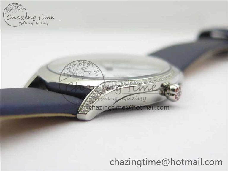 Ladies’ De Ville Trésor Diamond SS 3AF 1:1 Best Edition White Dial On Blue Fabric Strap Swiss Quartz Sustainable 7883
