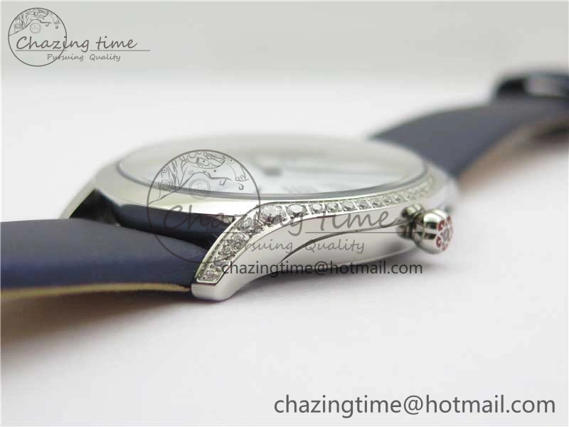 Ladies’ De Ville Trésor Diamond SS 3AF 1:1 Best Edition White Dial On Blue Fabric Strap Swiss Quartz Sustainable 7883
