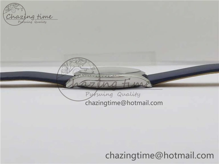 Ladies’ De Ville Trésor Diamond SS 3AF 1:1 Best Edition White Dial On Blue Fabric Strap Swiss Quartz Sustainable 7883