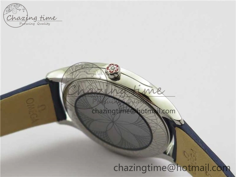 Ladies’ De Ville Trésor Diamond SS 3AF 1:1 Best Edition White Dial On Blue Fabric Strap Swiss Quartz Sustainable 7883