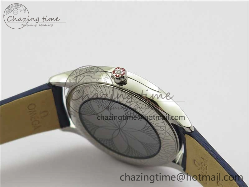 Ladies’ De Ville Trésor Diamond SS 3AF 1:1 Best Edition White Dial On Blue Fabric Strap Swiss Quartz Sustainable 7883