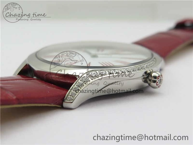 Ladies’ De Ville Trésor Diamond SS 3AF 1:1 Best Edition White Dial On Red Leather Strap Swiss Quartz Affordable 10330