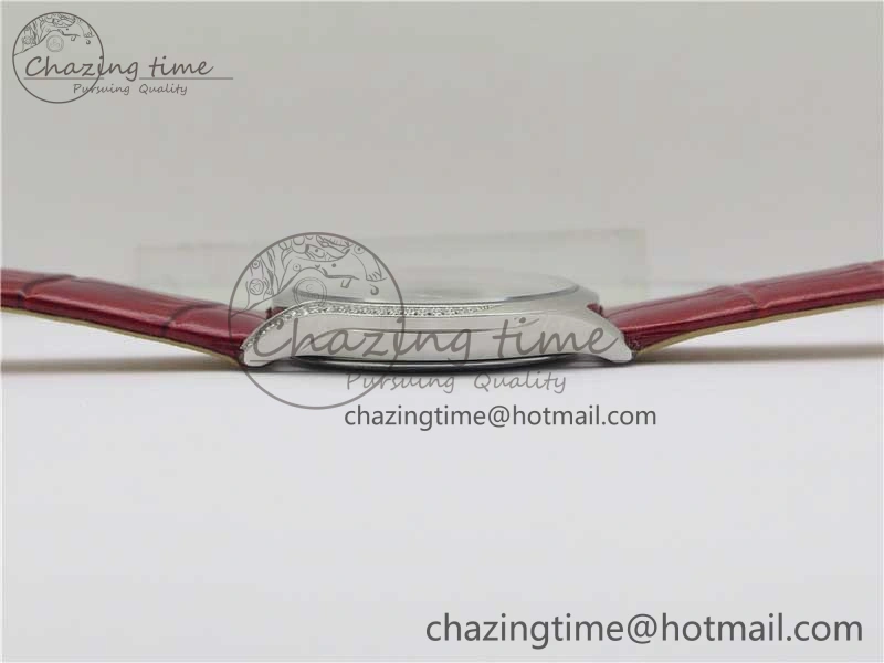 Ladies’ De Ville Trésor Diamond SS 3AF 1:1 Best Edition White Dial On Red Leather Strap Swiss Quartz Affordable 10330