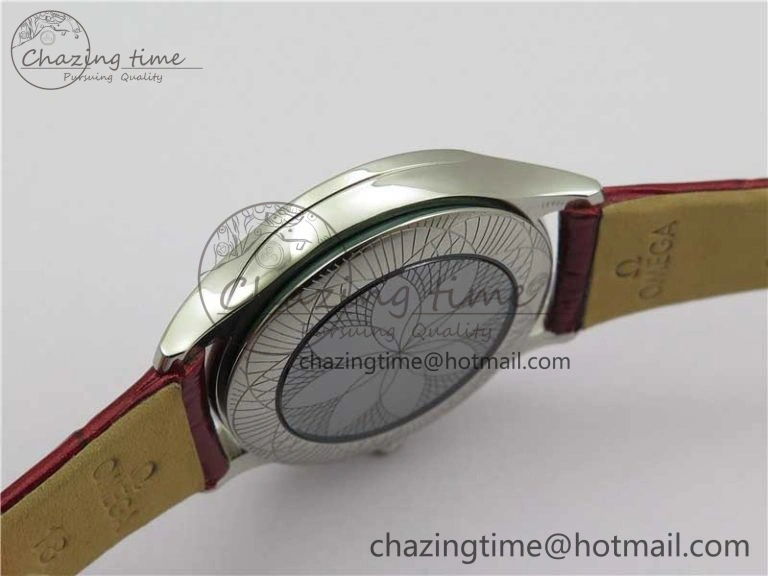 Ladies’ De Ville Trésor Diamond SS 3AF 1:1 Best Edition White Dial On Red Leather Strap Swiss Quartz Affordable 10330