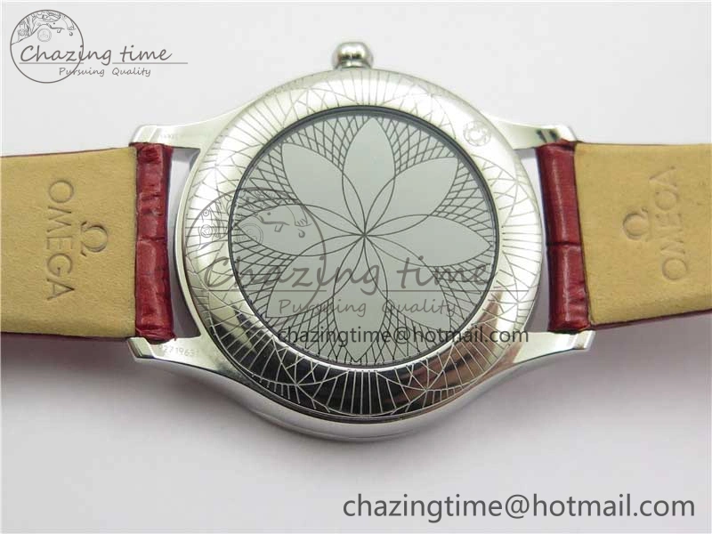 Ladies’ De Ville Trésor Diamond SS 3AF 1:1 Best Edition White Dial On Red Leather Strap Swiss Quartz Affordable 10330