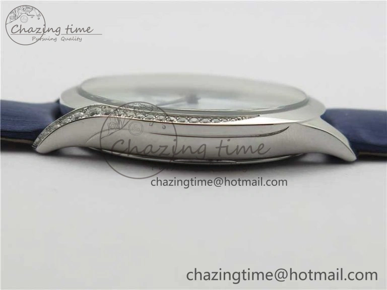 Ladies’ De Ville Trésor Diamond White Dial Blue Fabric Watch OXF 1:1 Best Edition Swiss Quartz Original 7894