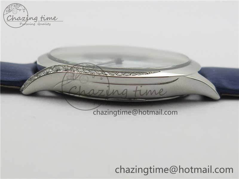 Ladies’ De Ville Trésor Diamond White Dial Blue Fabric Watch OXF 1:1 Best Edition Swiss Quartz Original 7894